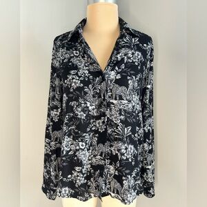 L'AGENCE Black and White Floral Top